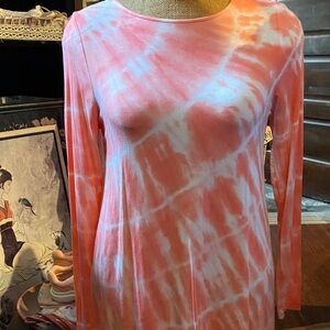 Soft Surroundings Coral and White Long Sleeve Tee